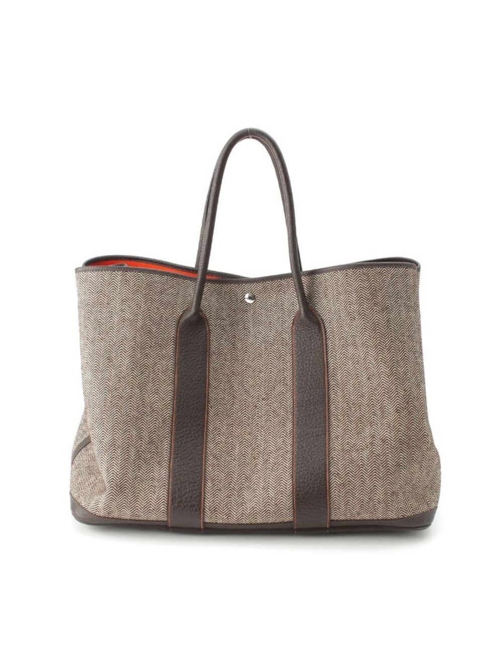 Hermes Garden Party GM Toilet Blanc Negonda Herringbone Handbag Tote Ecru